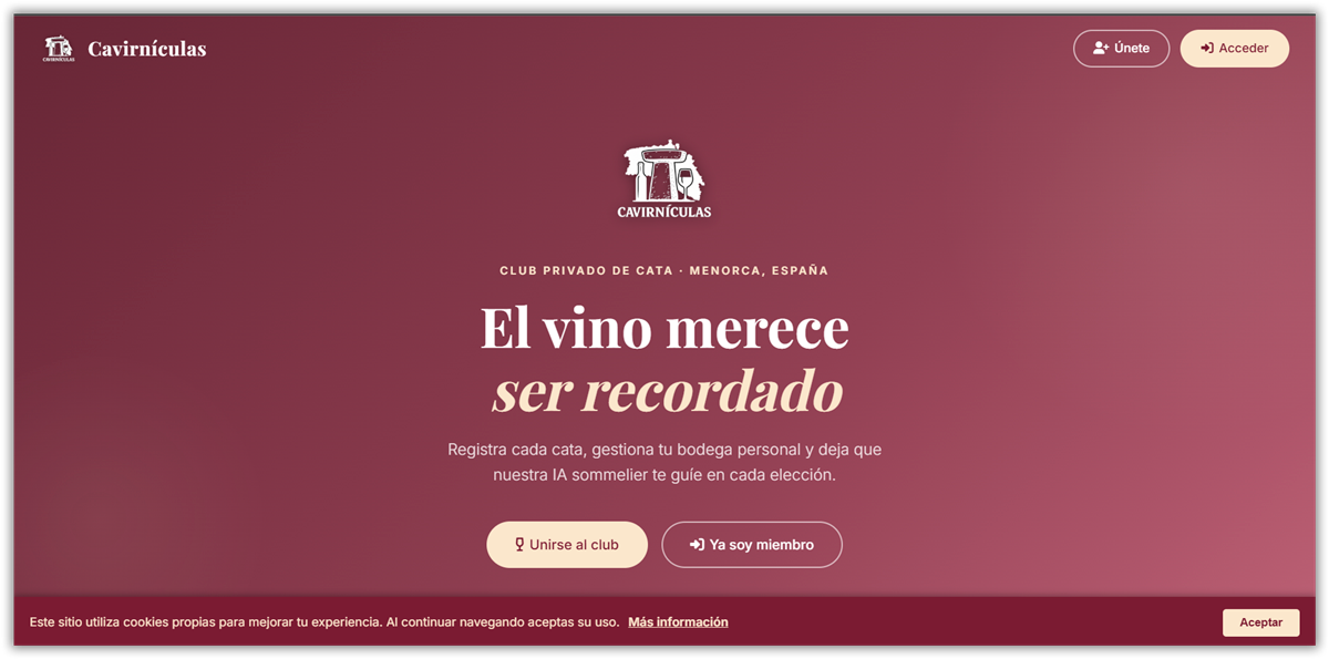 App web Cavirnículas para club de cata